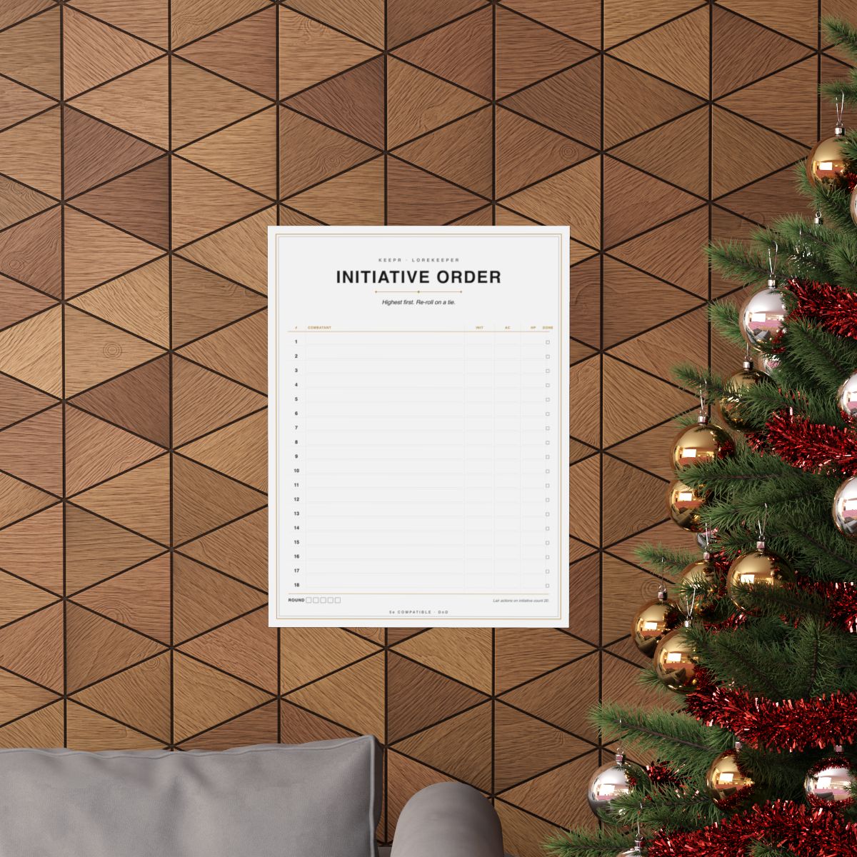 DnD Initiative Order tracker poster — 18x24 matte DM reference print