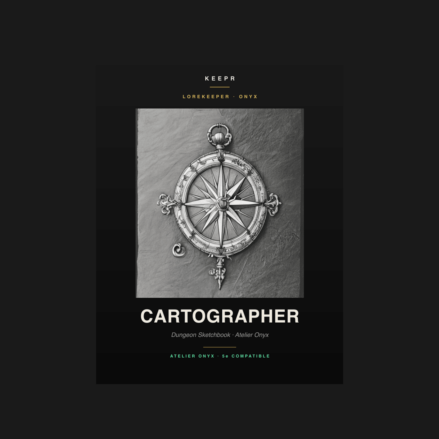 Lorekeeper Cartographer — Atelier Edition · D&D Sketchbook — Atelier Onyx cover (Onyx colorway)