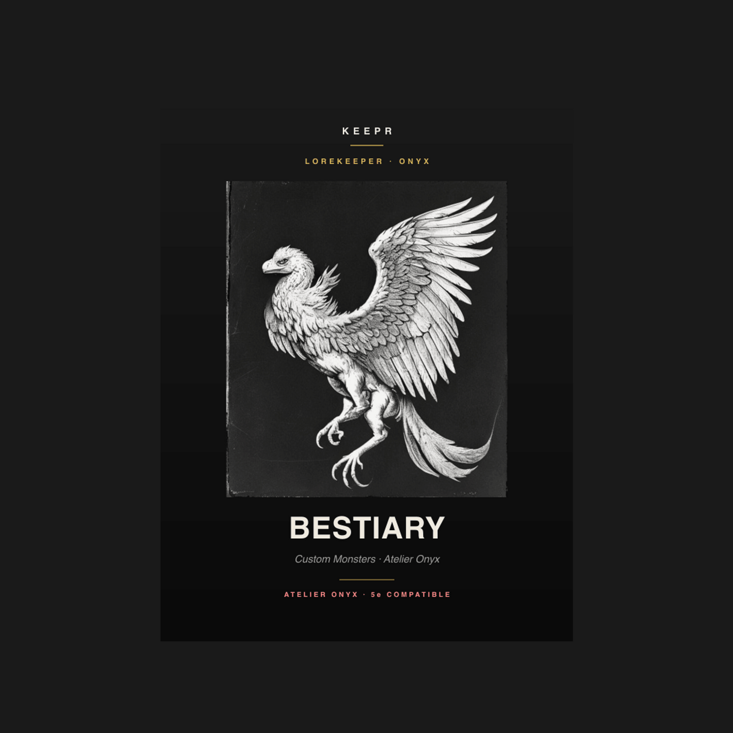 Lorekeeper Bestiary — Atelier Edition · D&D Monster Journal — Atelier Onyx cover (Onyx colorway)